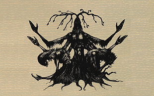 black 4-armed monster artwork, satanic