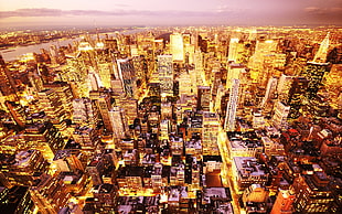 lighted high-rise buildings, cityscape, city, urban, New York City
