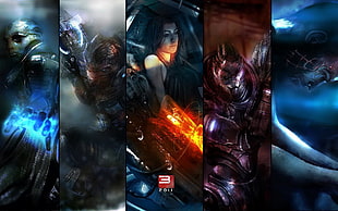 five game characters collage wallpaper, Mass Effect, Miranda Lawson, video games, Commander Shepard