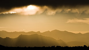 mountain under sunlight, sunset, landscape, mountains, sunlight HD wallpaper