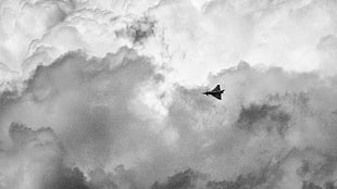 airliner, military, military aircraft, clouds, Eurofighter Typhoon