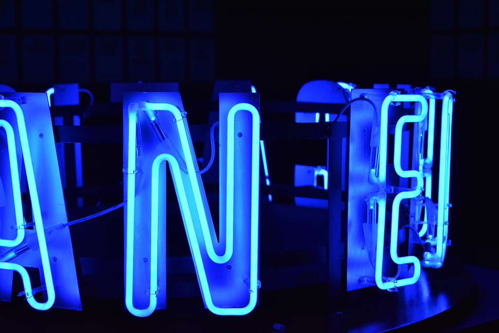 blue neon signage, Letter, Neon, Backlight HD wallpaper
