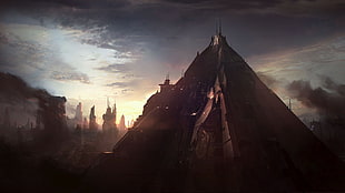 pyramiu, science fiction, building, pyramid, Prospero HD wallpaper