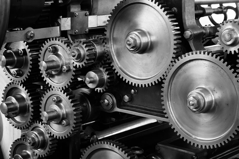 gray steel gears HD wallpaper
