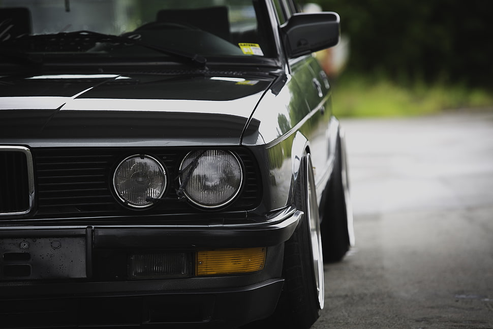 black BMW sedan, BMW E28, Stance, Stanceworks, Problemsolver HD wallpaper