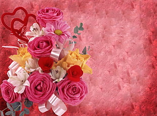 pink-white-and-yellow flower arrangement