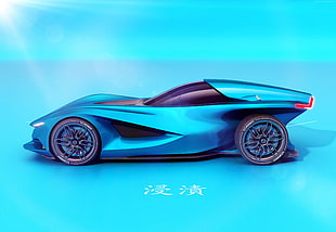 blue super car with blue background