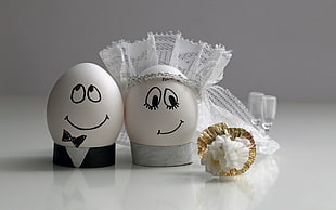 two married egg woman and man decors