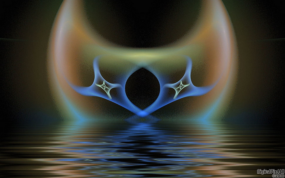 blue and yellow 3D graphic HD wallpaper