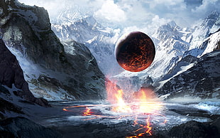 fireball illustration, planet, artwork, science fiction, fantasy art