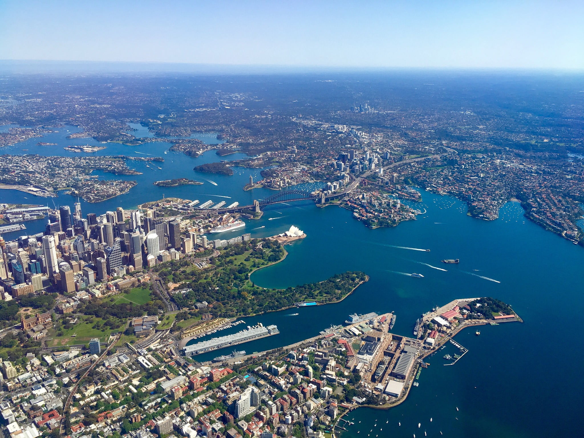 aerial photography of concrete buildings near body of water, Australia, Sydney, aerial view, city