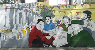wall with illustration of men, wall, Fidel Castro, Hugo Chávez, José Martí