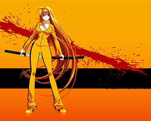 female anime character illustration, anime, Kill Bill