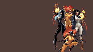 Marvel characters illustration, Marvel Divas, comics, illustration, Marvel Comics HD wallpaper