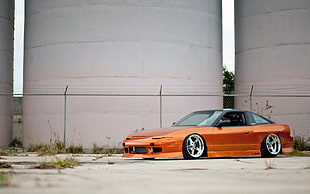 orange and black convertible coupe, car, tuning