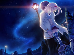 two Anime Character kissing HD wallpaper