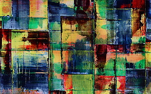 green, red, and blue abstract painting, colorful, abstract, texture HD wallpaper