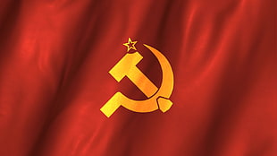 white and yellow textile, communism, socialism, red, flag HD wallpaper