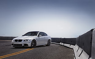 white BMW M3 E92 coupe, vehicle, car, BMW