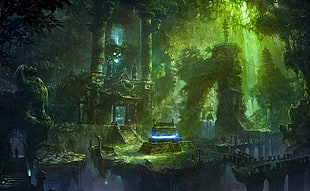 temple in The middle of The forest illustration