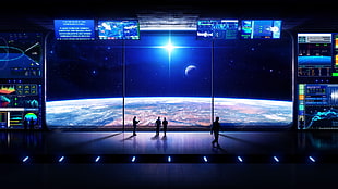 graph digital wallpaper, science fiction, concept art, space station, futuristic