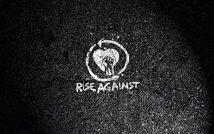 black and white Rise Against logo HD wallpaper