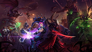 purple haired male wallpaper, heroes of the storm, Zarya (Overwatch), Alarak (Starcraft), Rexxar