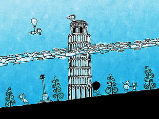 Leaning Tower of Pisa drawing HD wallpaper