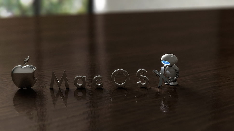 Mac OS free standing letters, imac, artwork, digital art, robot HD wallpaper