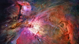 pink and orange galaxy 3D wallpaper, space, stars