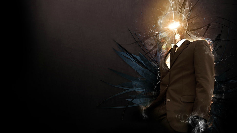 men's black suit jacket illustration, digital art, photo manipulation, creativity, suits HD wallpaper