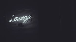 white Lounge LED signage, neon, neon sign, neon glow, neon text HD wallpaper