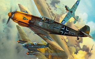 three monoplanes wallpaper, World War II, Messerschmitt, Messerschmitt Bf-109, Luftwaffe HD wallpaper