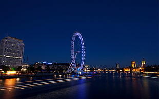 London's Eye during night time
