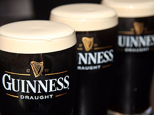 Guinness Draught bottles, beer, drink, drinking glass, Guinness