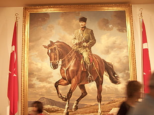 Mustafa Kemal Ataturk riding horse painting, Mustafa Kemal Atatürk