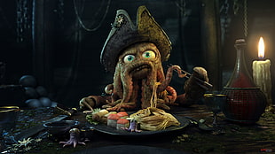octopus monster illustration, octopus, pirates, artwork, Pirates of the Caribbean
