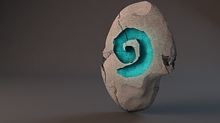 oval brown and teal stone mineral, drawing, abstract, signs, rocks