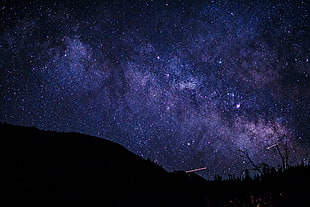 nebula galaxy, stars, silhouette, landscape