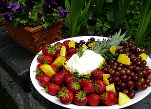 strawberries and grapes fruit dish