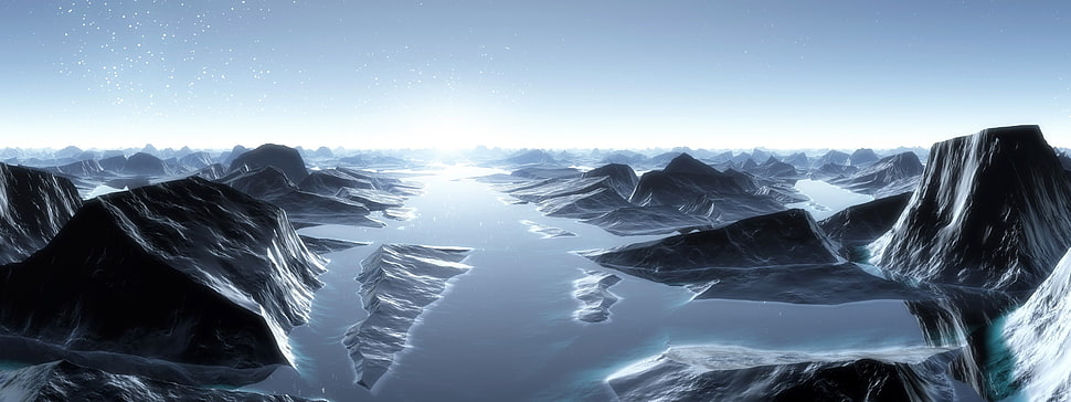 black mountain, landscape, multiple display HD wallpaper