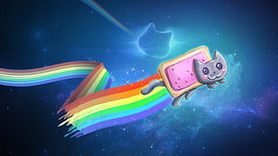 cat and rainbow painting, Nyan Cat, cartoon, video games