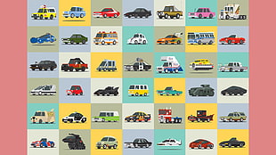 assorted car illustration collage, movies, car, collage