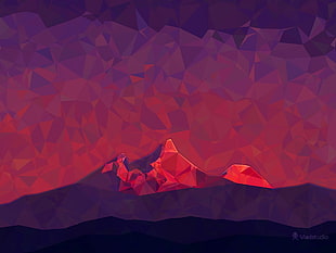 red mountain wallpaper, mountains, minimalism HD wallpaper