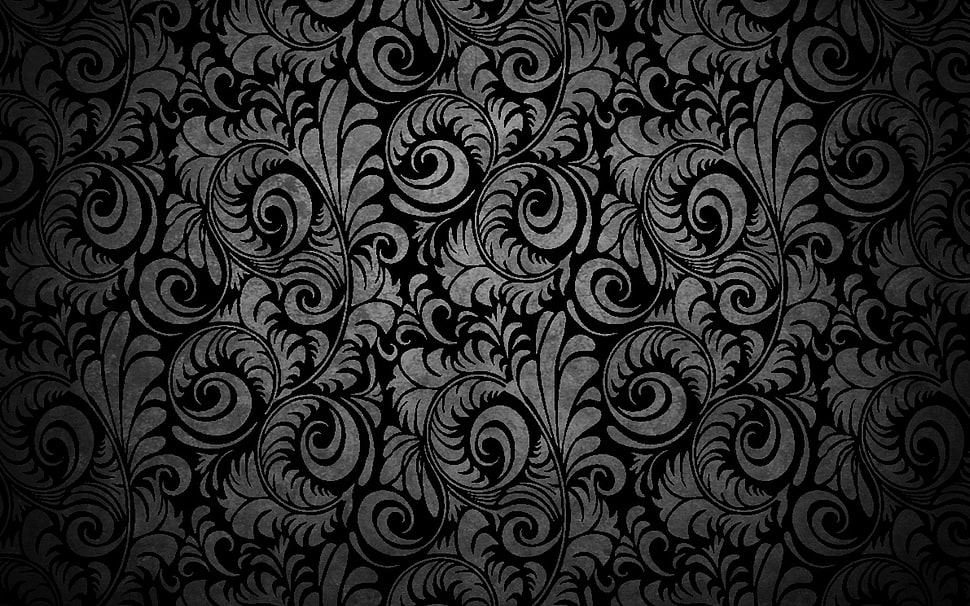 gray and black damask illustration HD wallpaper