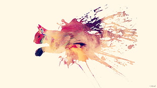 brown and red cat painting, cat, animals, colorful, splashes