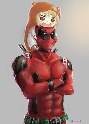 Deadpool painting, Deadpool, artwork, Umaru-chan, Himouto! Umaru-chan HD wallpaper