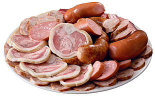 sliced meats on white plate