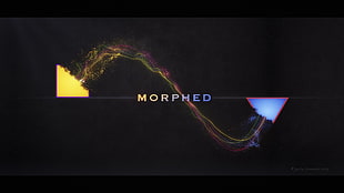 Morphed logo, abstract, particle, text, writing