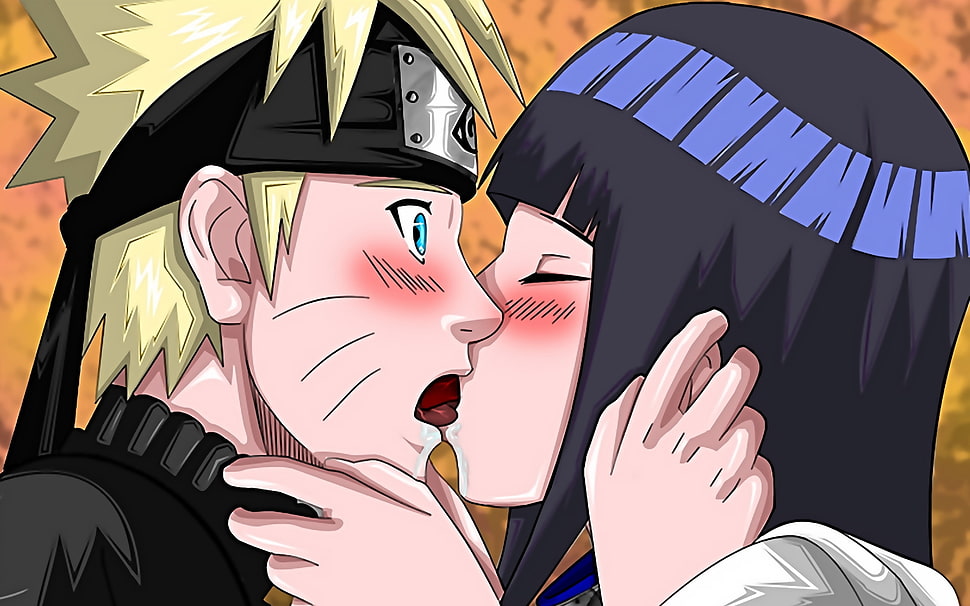kissing anime characters HD wallpaper